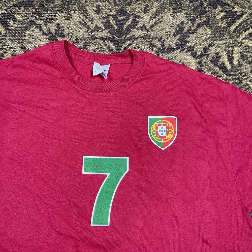 Vtg Y2K Portugal Futbol Soccer Red T Shirt Mens Size Medium New - Picture 2 of 7